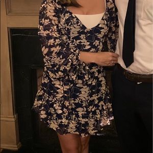 Pink and navy blue petal and pup dress